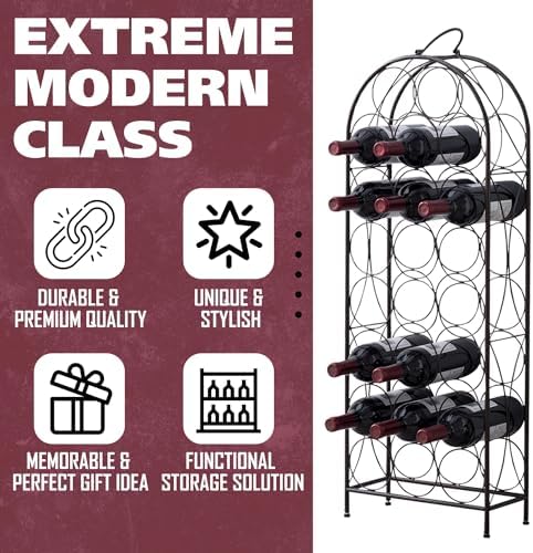 Kings Brand Furniture 23 Bottles Freestanding Wine Rack Pewter