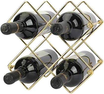 DreamiDeco 6-Bottle Metal Wine Rack Gold
