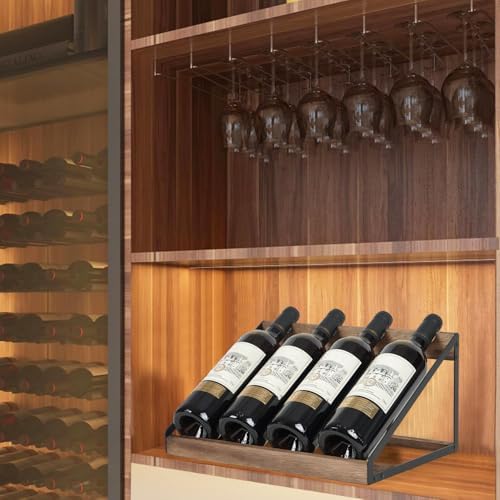 TRSPCWR Wooden Wine Rack 4 Bottle Countertop Organizer