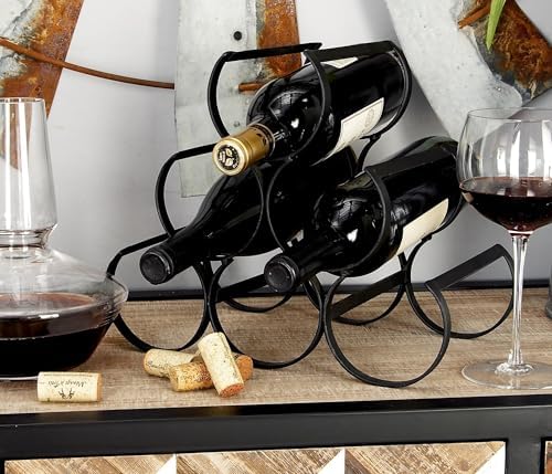 Deco 79 6 Bottle Metal Wine Rack with Curved Holders Black