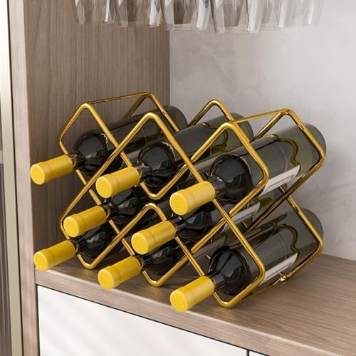 HAWEWE 8-Bottle Freestanding Wine Rack with Geometric Design