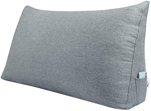 WOWMAX Reading Backrest Pillow No Button Grey Full