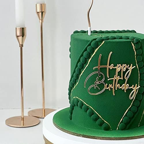 Happy Birthday Cake Toppers 6pcs Set Mirror Gold