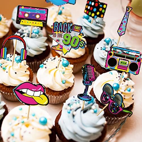 Clabby 32 Piece 90s Style Cupcake Topper Set