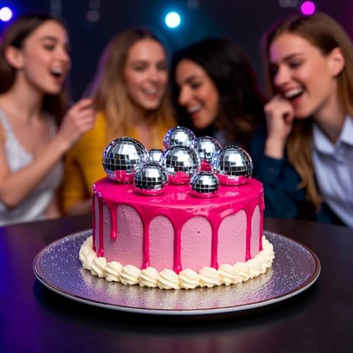 23 Pcs Disco Ball Cake Toppers 1970s Theme Party Decorations