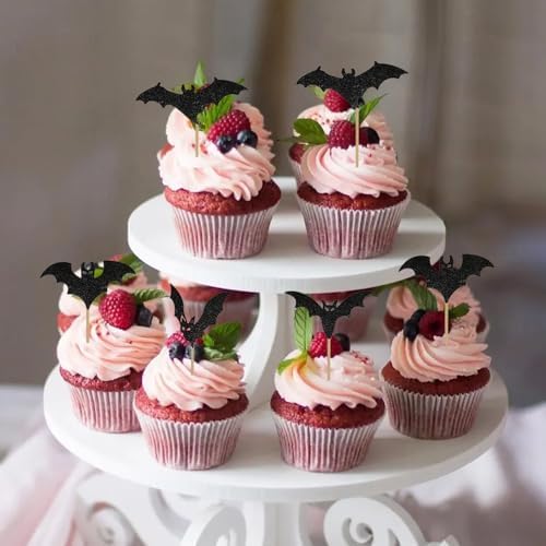 12 Pcs Halloween Bat Cupcake Toppers Non-Edible Party Decorations
