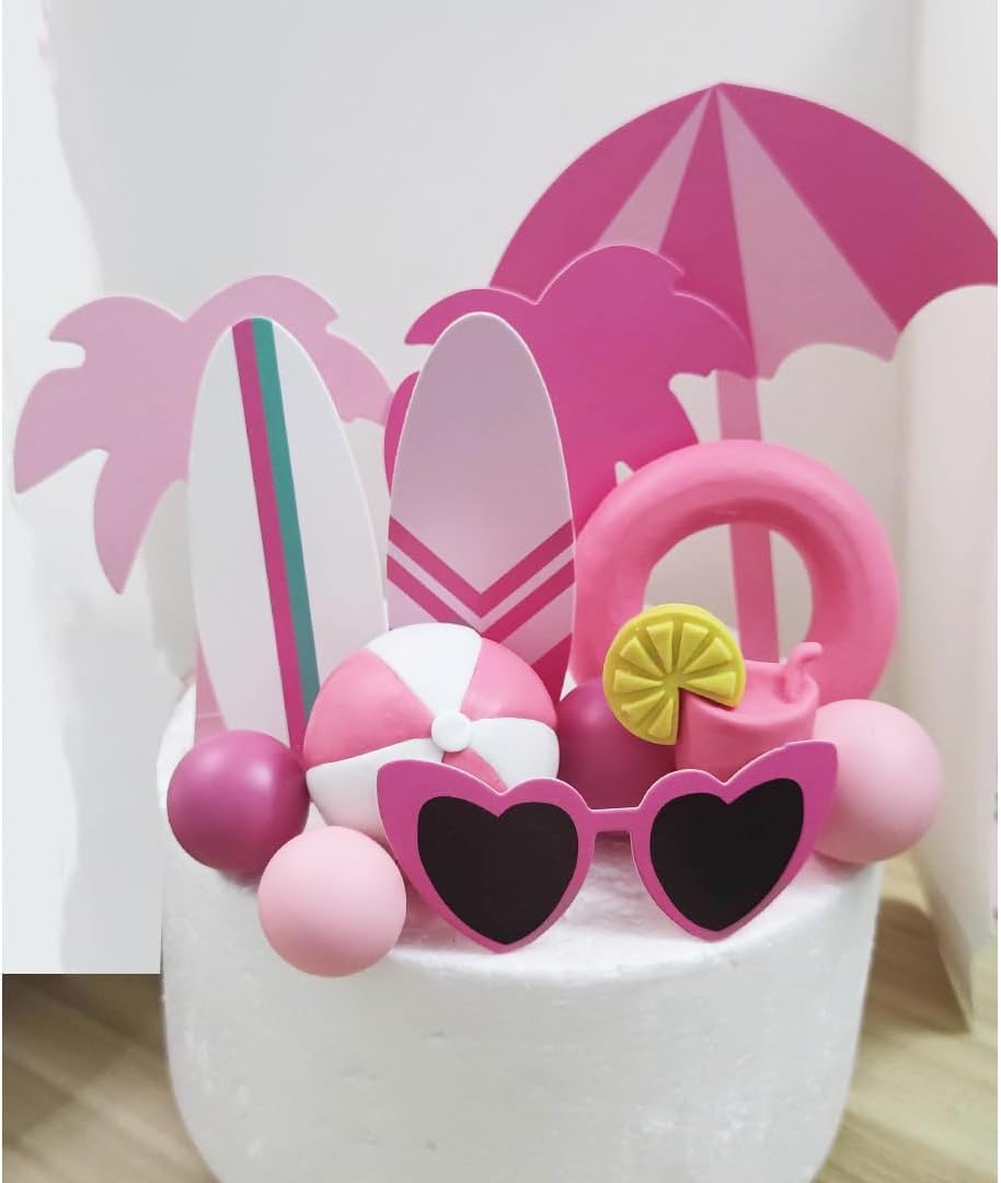 DiDida Summer Pink Beach Cake Topper Decor 1