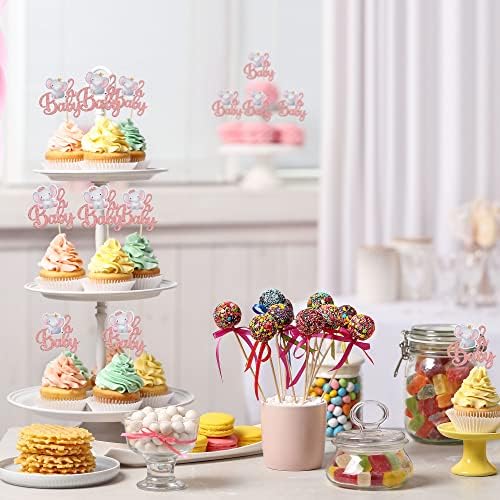 Gyufise 24Pcs Pink Elephant Cupcake Toppers