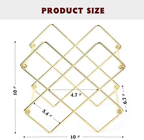 DreamiDeco 6-Bottle Metal Wine Rack Gold