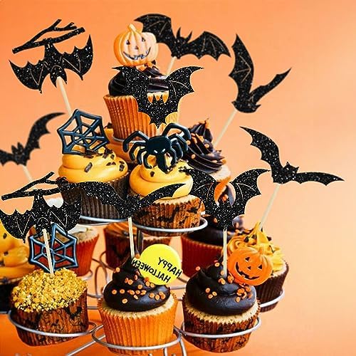 Gyufise 24Pcs Halloween Bat Cupcake Toppers 1