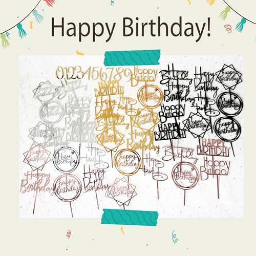 50 PCS Acrylic Birthday Cake Toppers 4 Colors
