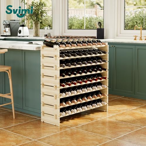 Svimi 8 Tier Real Wood Wine Rack for 72 Bottles