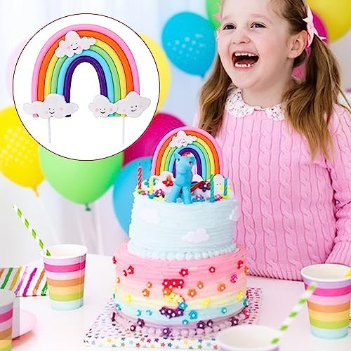 Mozeat Lens Soft Pottery Rainbow Cake Topper