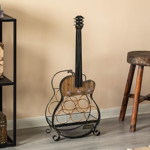 Vintiquewise Guitar Shape 5-Bottle Wine Rack