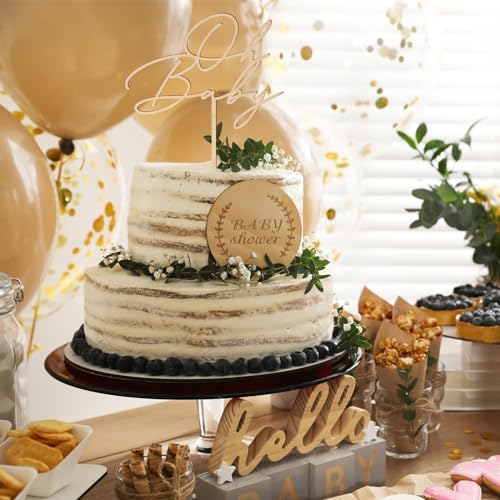 Oh Baby Cake Topper Wood - 6 Inch Baby Shower Decor