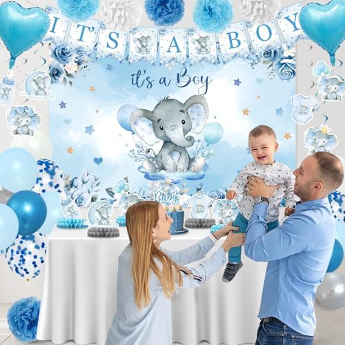 Staraise Blue Elephant Baby Shower Decor Kit