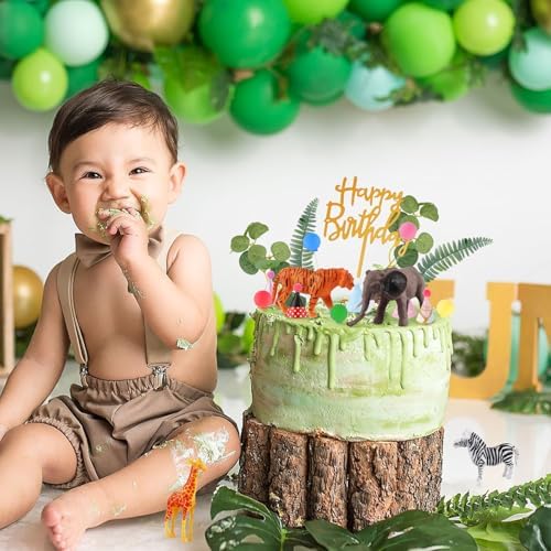 Hooqict 34 Pcs Safari Animal Cake Toppers