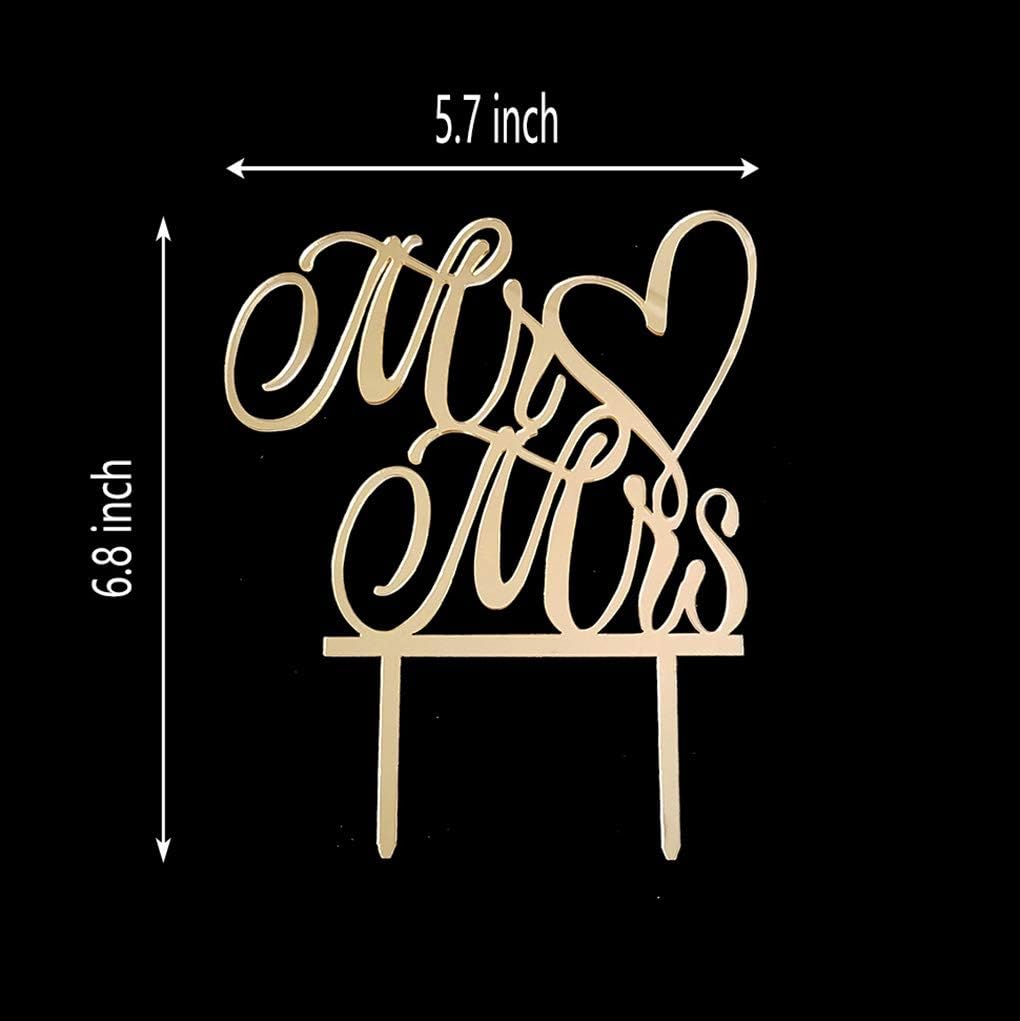 Mr and Mrs Cake Topper Mirror Gold Acrylic