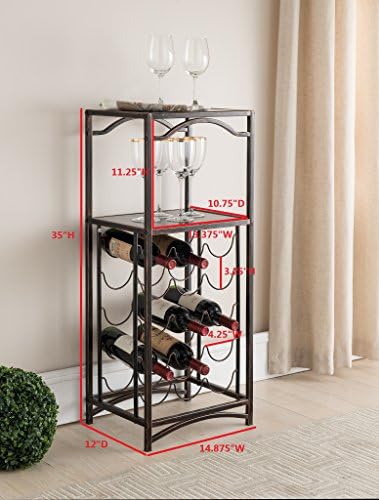 Kings Brand Metal 15-Bottle Wine Rack with Brushed Copper Finish