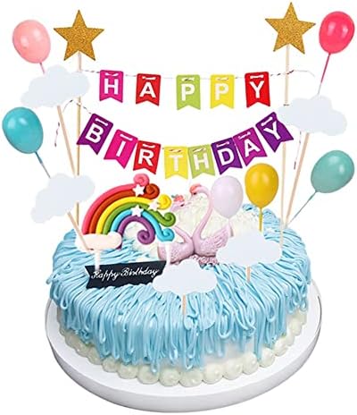 MEMOVAN 15pcs Rainbow Cake Toppers Birthday Decor