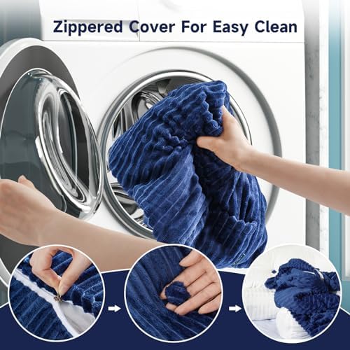 Z-hom Queen Headboard Pillow with 2 Roll Pillows - Blue