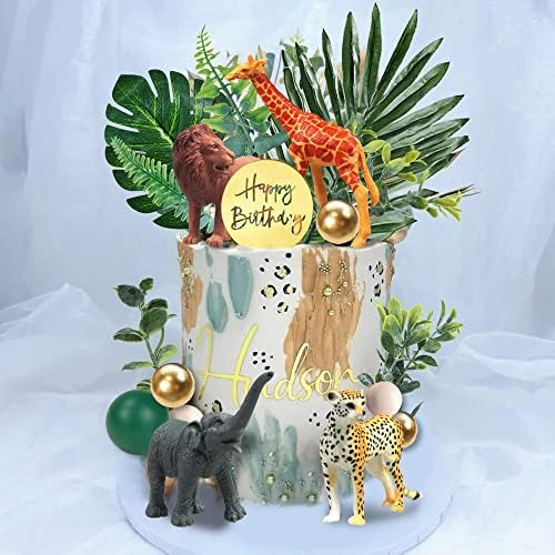 DRWATE 27PCS Jungle Animal Cake Toppers Decorations
