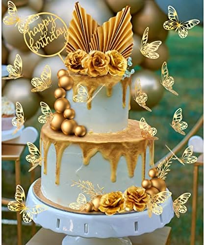 Shimeyao 52 Pcs Gold Cake Decorations Boho Style
