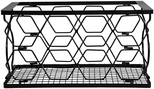Sunnydaze 8-Bottle Metal Wine Rack - Black Foldable Kitchen Stand