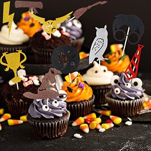 CCINEE 40Pc Wizard Glitter Cupcake Toppers