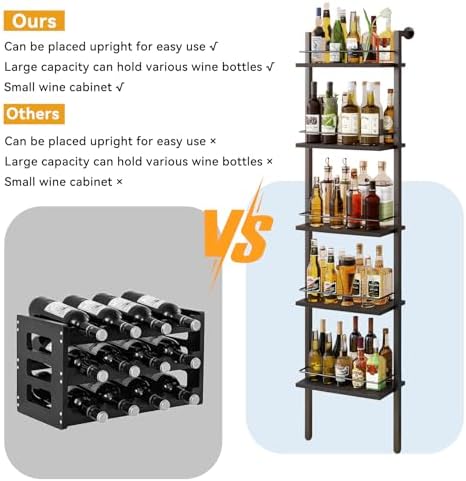 YMYNY 5-Tier Wall-Mounted Wine Rack with Fences Black 1