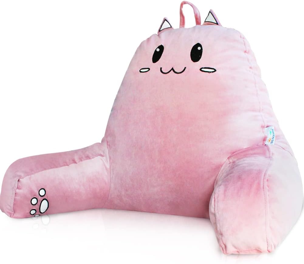 SUNSIDE Kitten Reading Pillow with Memory Foam and Arms