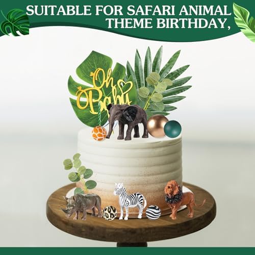 Tallew 42 Pcs Safari Animal Cake Toppers Set