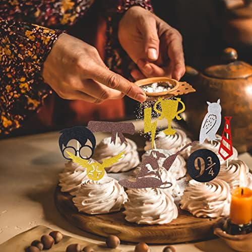 CCINEE 40Pc Wizard Glitter Cupcake Toppers