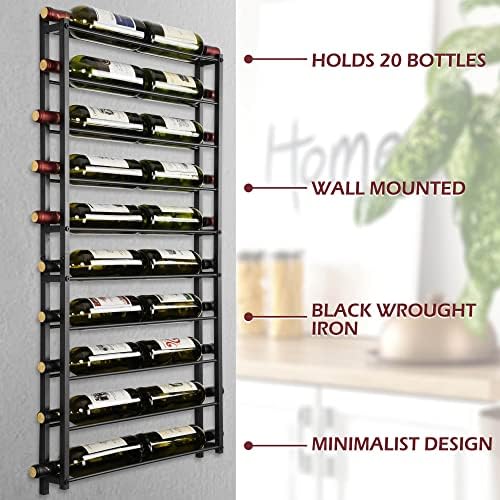 AQAREA 20 Bottle Wall Wine Rack - Black
