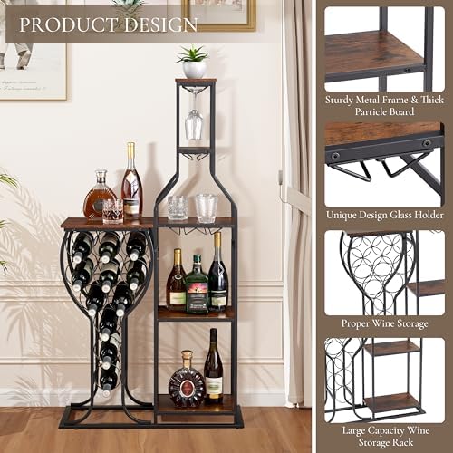 Freestanding Wine Rack 11 Bottles 5 Tier Storage Shelves