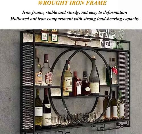 Wall-Mounted Wine Rack with Glass Holder Gold Finish