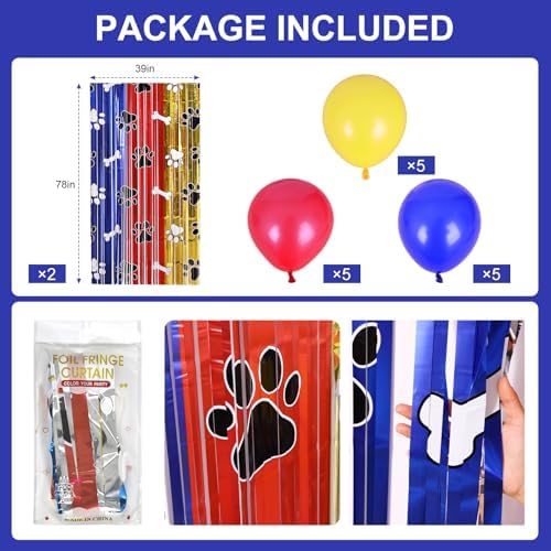 Buchele Playful Paw Decor Kit - 2 Pack Tinsel Curtains Balloons