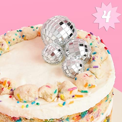 XO Fetti Disco Ball Mini Cake Topper - 4 Pieces