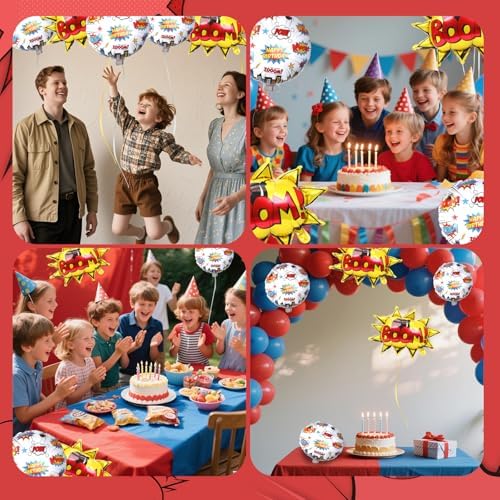 Lcoor 8Pcs Superhero Foil Balloons 18 Inches Birthday Decorations