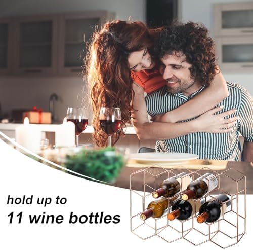 Uxcell 14 Bottle Freestanding Rose Gold Metal Wine Rack
