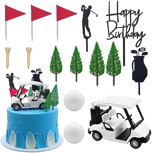 MEMOVAN Golf Theme Cake Toppers with Cart Flag