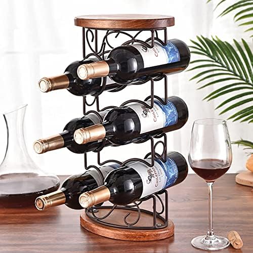 QHCS 6 Bottle Freestanding Wine Rack Wooden