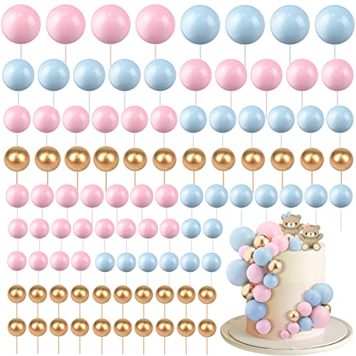 Tondiamo 108 Pcs Foam Ball Cake Toppers for Birthday Wedding Cupcakes