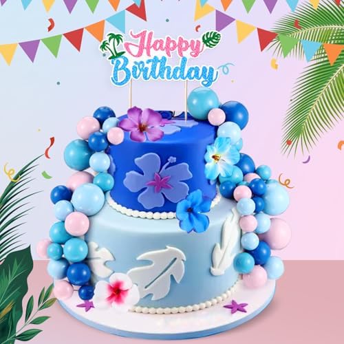 Zeyune 61 Pcs Pink Blue Cake Topper with Balls
