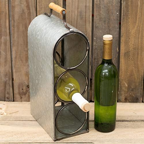 Drew Derose 3-Bottle Galvanized Wine Holder Rack
