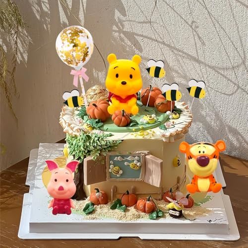 Newmemo Winnie Cake Toppers 12Pcs Birthday Decorations