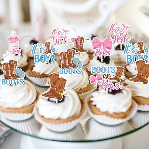 InIsaJace 36PCS Boots or Bows Cupcake Toppers