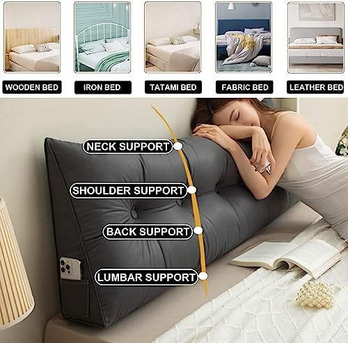 COZMAX Queen Size Wedge Pillow with Gray Cover