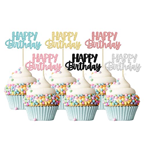 Gyufise 24Pcs Happy Birthday Cupcake Toppers