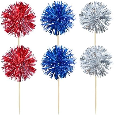 Gyufise 30Pcs Foil Firework Cupcake Toppers 1